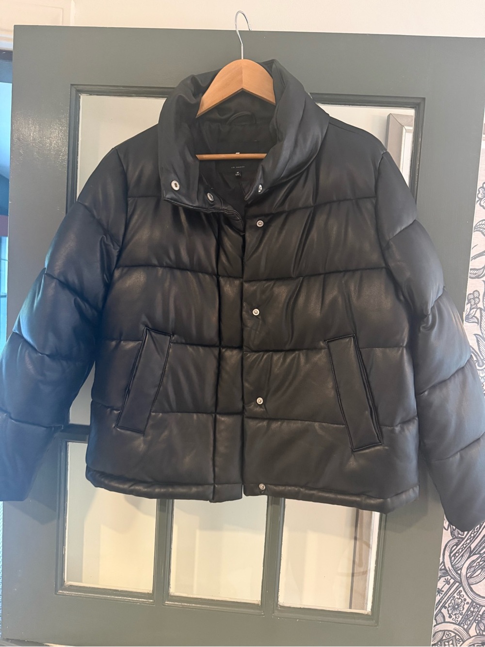7 for all man kind Black leather Puffer Jacket - Women's Short Coat